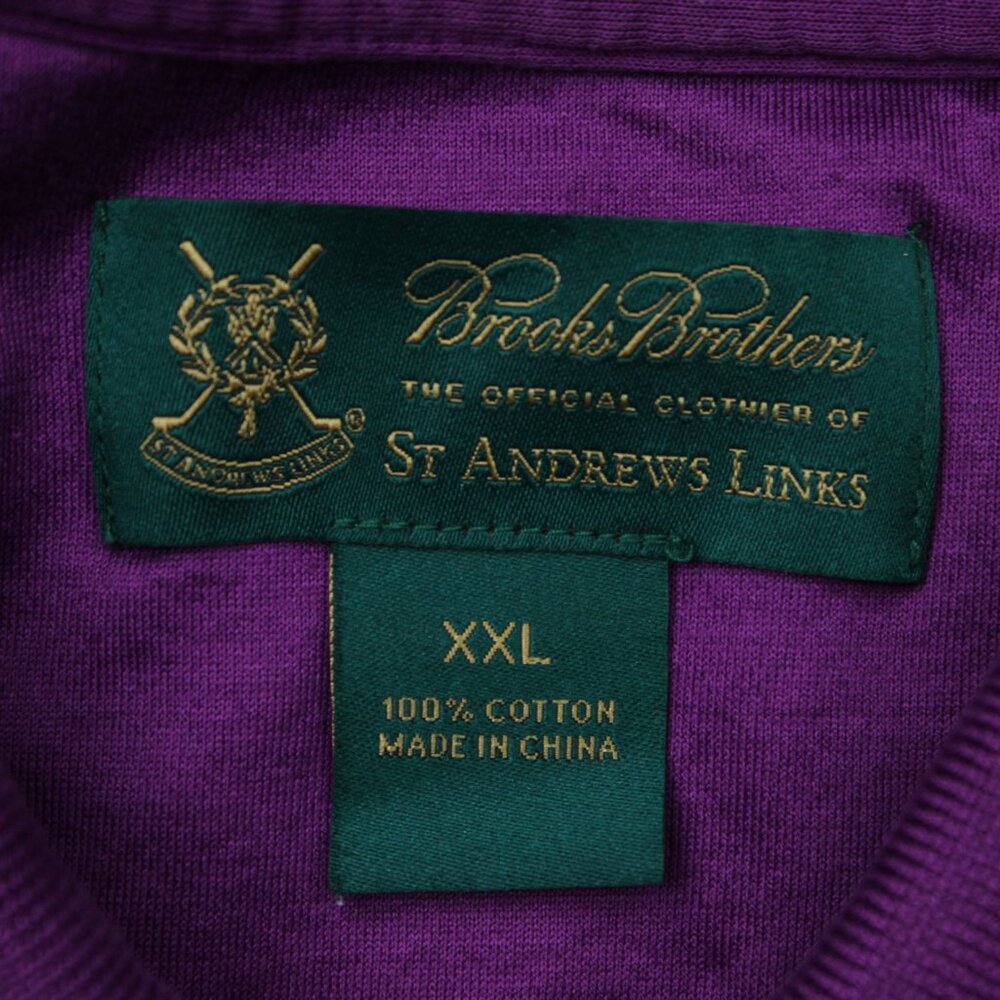 Brooks Brothers Polo Shirt Men 2XL XXL Purple St.Andrews Links Golf Short Sleeve - Picture 10 of 14
